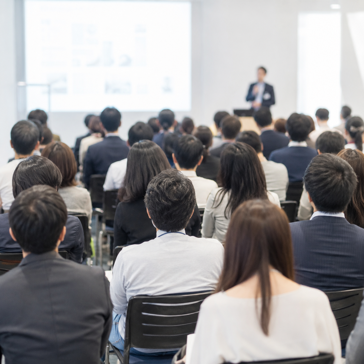 採用説明会で資料を配布している様子