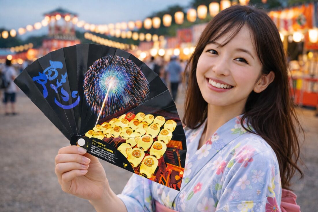 エコ紙扇子を手に持つメインビジュアル